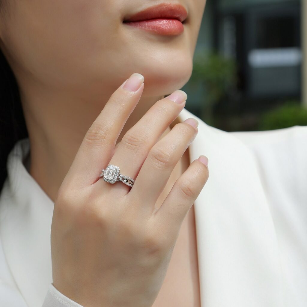 S925 Silver Daydream Ring Moissanite Luxurious Inlaid Ring Cross-border Temu Hot Sale New Amazon Wholesale