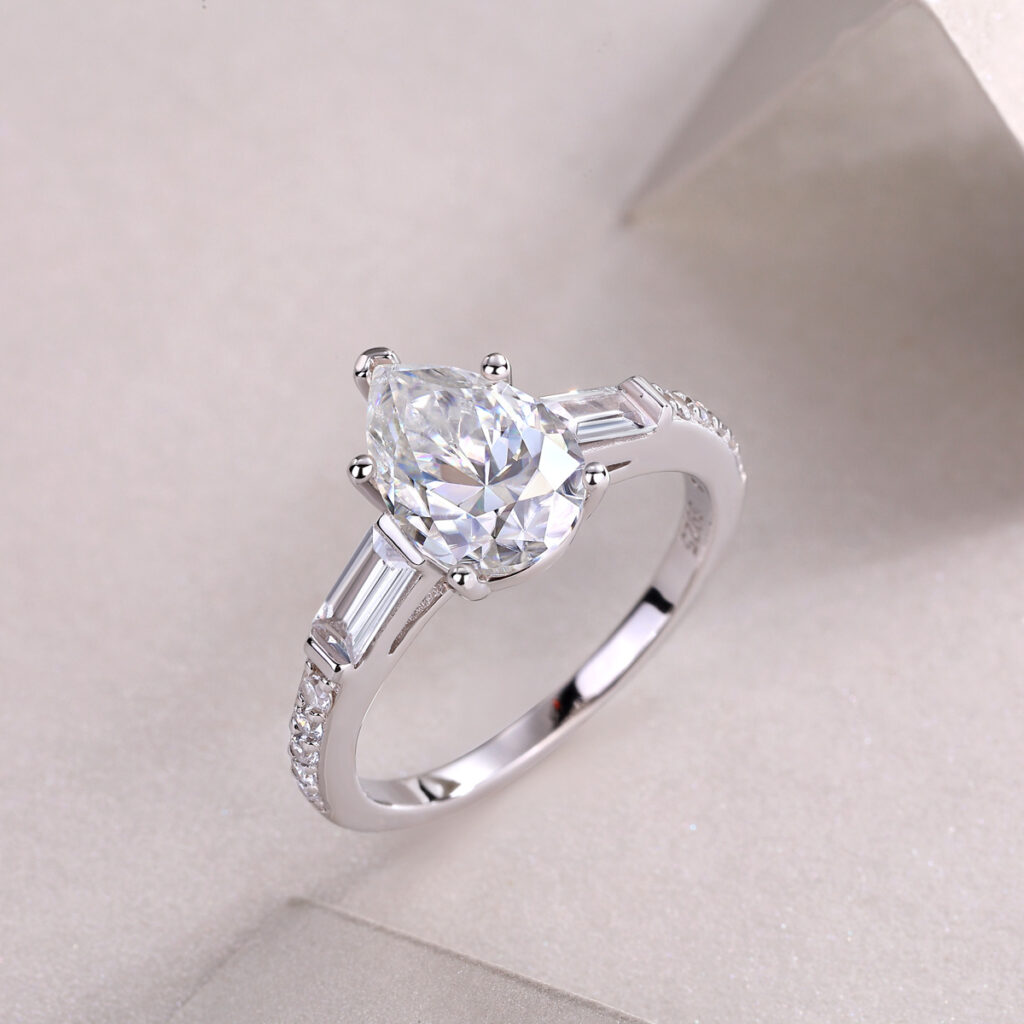 S925 Silver Moonlight Ring Moissanite Luxury Inlaid Closed Ring Cross-border Temu Hot Sale New Source Factory Wholesale