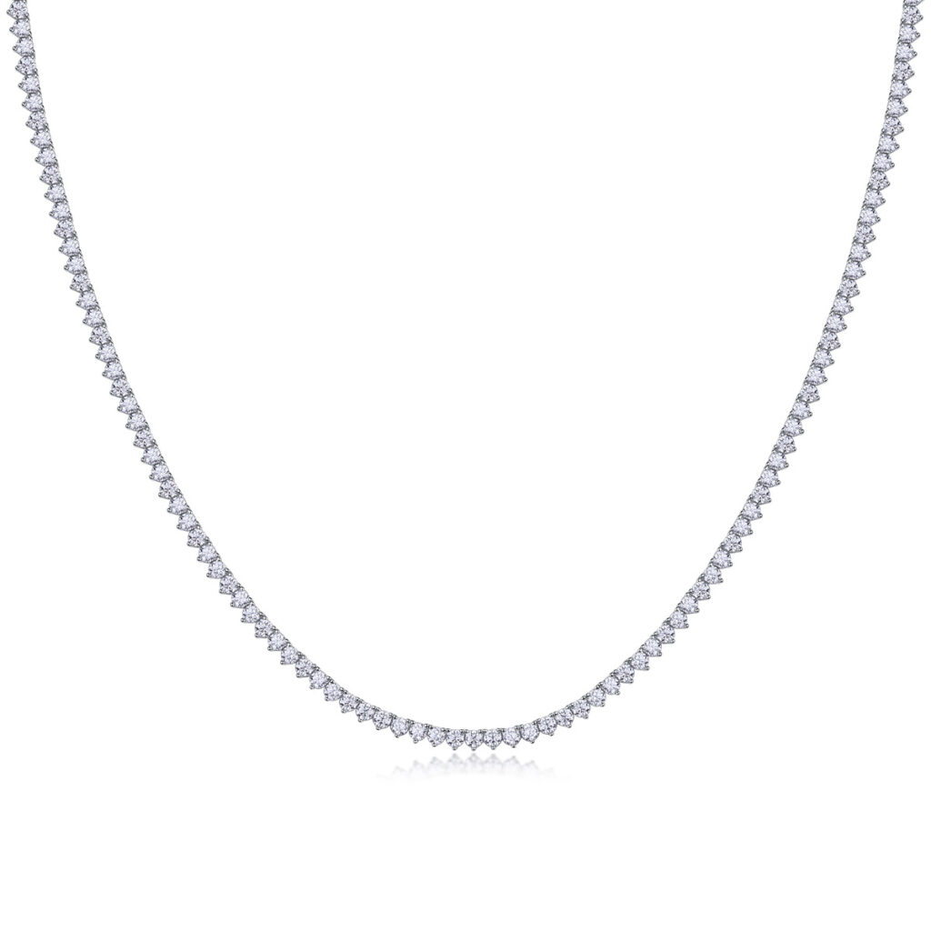 New stylish light luxury 925 silver necklace for women, European and American cross-border hot-selling tennis chain 10 points Moissanite necklace