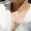 High-end S925 Silver Cross Necklace for Women, Personalized Fashion Party Versatile Hot-selling Moissanite Clavicle Chain