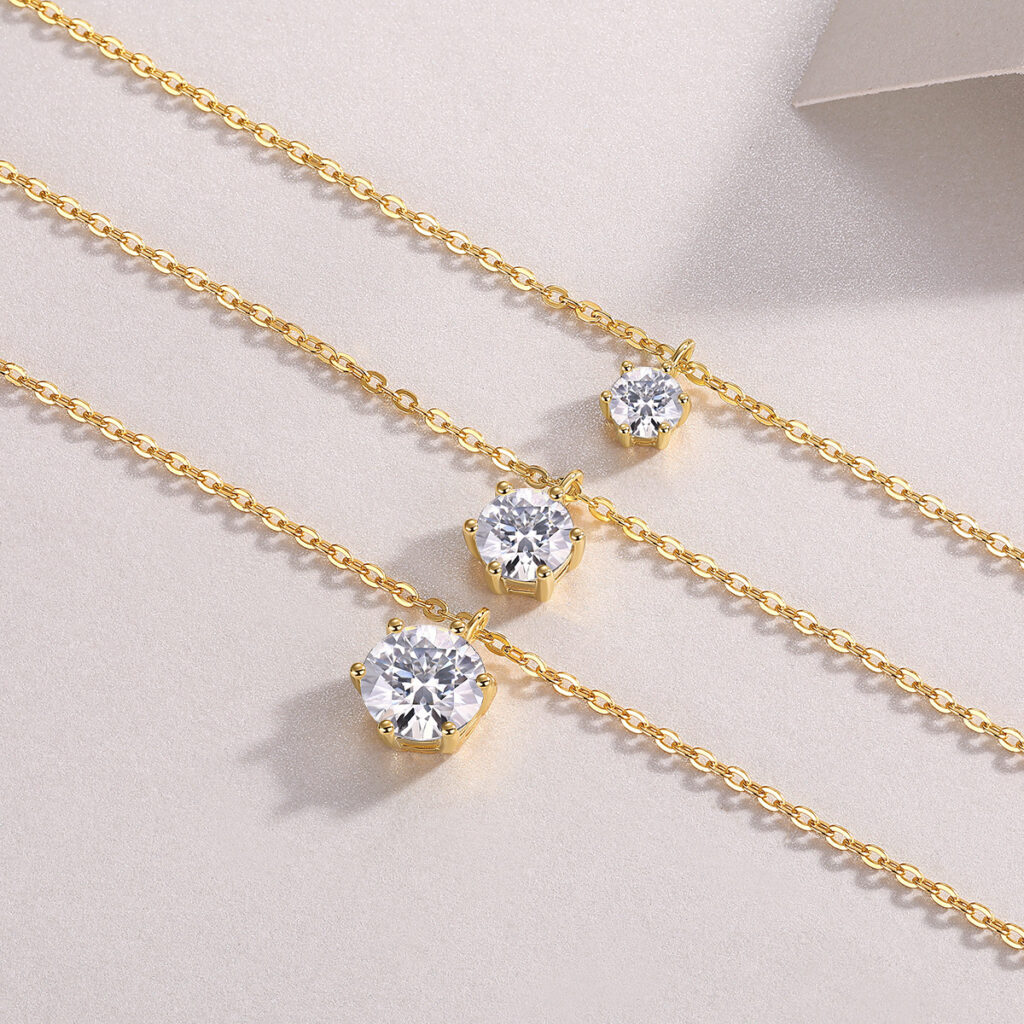 925 Silver Gold-tone Elegant Collarbone Chain Luxurious High-end Feel Cross-border Hot-selling Layered Ins Style Moissanite Necklace