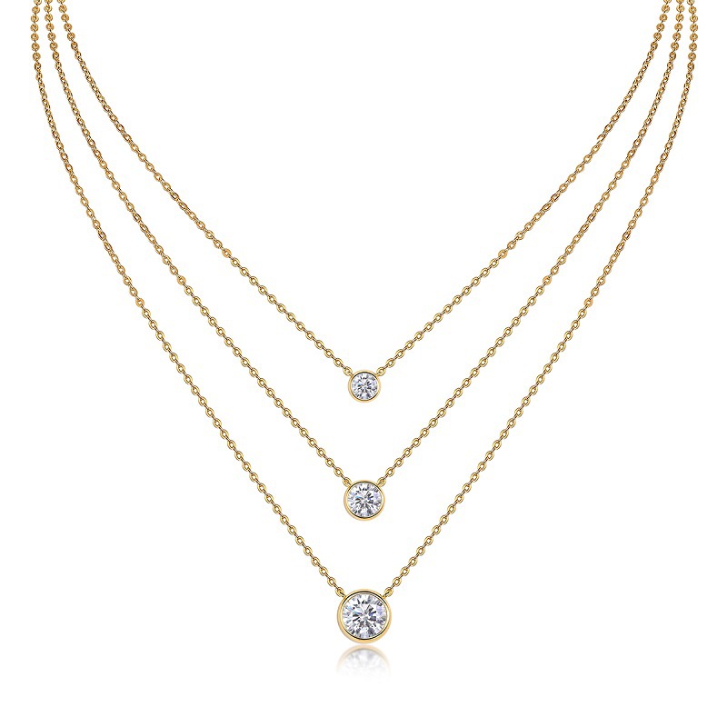 New niche ins layered necklace with a sense of sophistication for autumn and winter S925 silver European and American hot-selling Moissanite collarbone chain