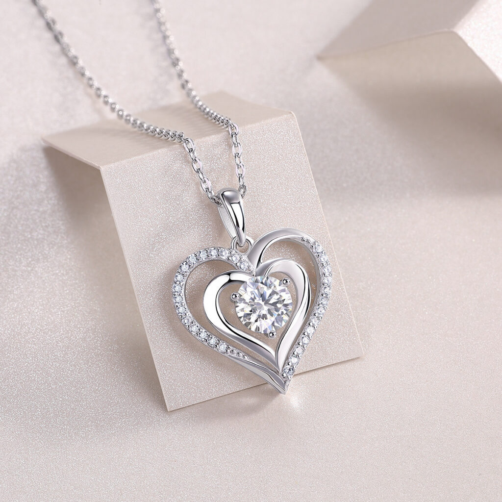 S925 silver necklace Moissanite pendant cross-border clavicle chain temu hot-selling silver jewelry pendant Panyu factory wholesale