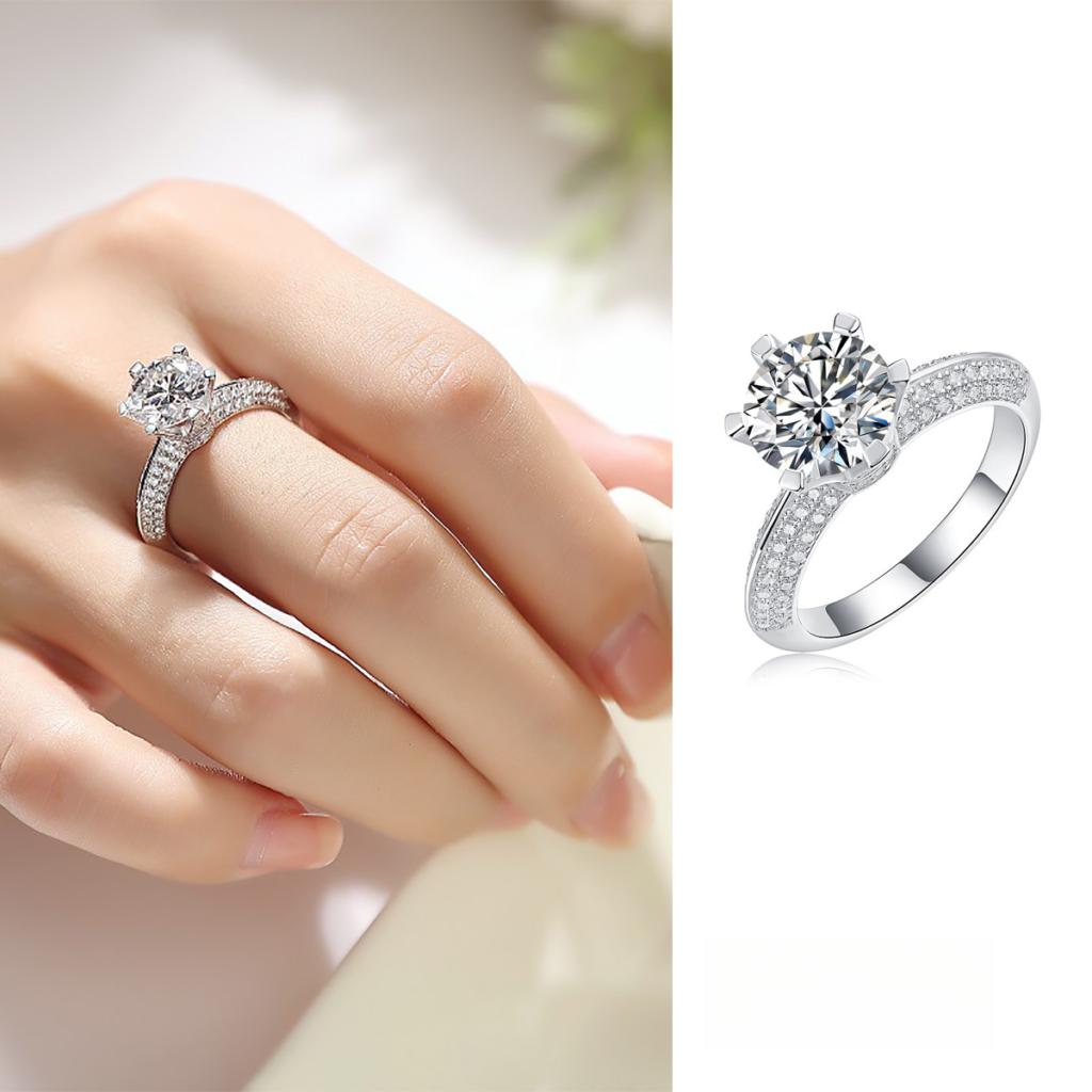 S925 Silver Ring 3 Carat Moissanite Ring Love's Destination TK Live Broadcast In-stock Luxury Inlay Ring for Dropshipping