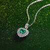 S925 Silver Necklace Synthetic Emerald Light of the Palm Pendant with Chain Silver Plated Platinum Source Wholesale