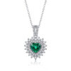 S925 Silver Necklace Synthetic Emerald Light of the Palm Pendant with Chain Silver Plated Platinum Source Wholesale