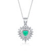 S925 Silver Necklace Synthetic Emerald Light of the Palm Pendant with Chain Silver Plated Platinum Source Wholesale