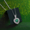 S925 Silver Necklace Synthetic Emerald Light of the Palm Pendant with Chain Silver Plated Platinum Source Wholesale