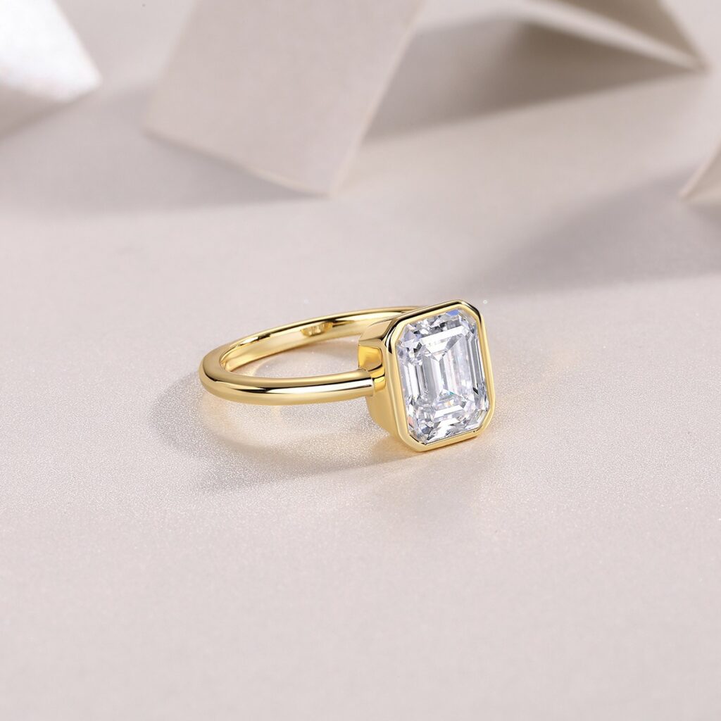 Golden Minimalist Ring INS Style 925 Silver Ring for Women Niche High-end Light Luxury Cross-border Hot-selling Moissanite Ring