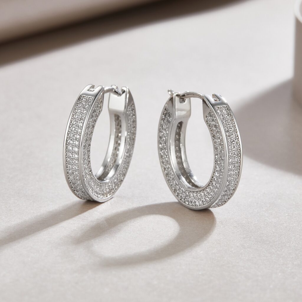 Cross-border S925 Silver New Earrings Moissanite New Hoop Earrings Temu Amazon Hot Selling Earrings Wholesale