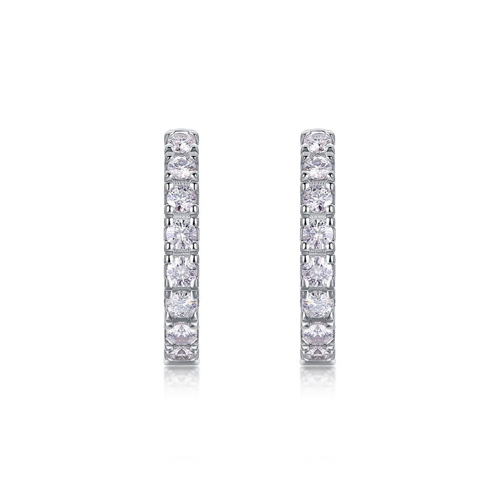 S925 Silver Earrings 2.0mm Moissanite New Model Hoop Live Cross-border Hot Selling Earrings Wholesale