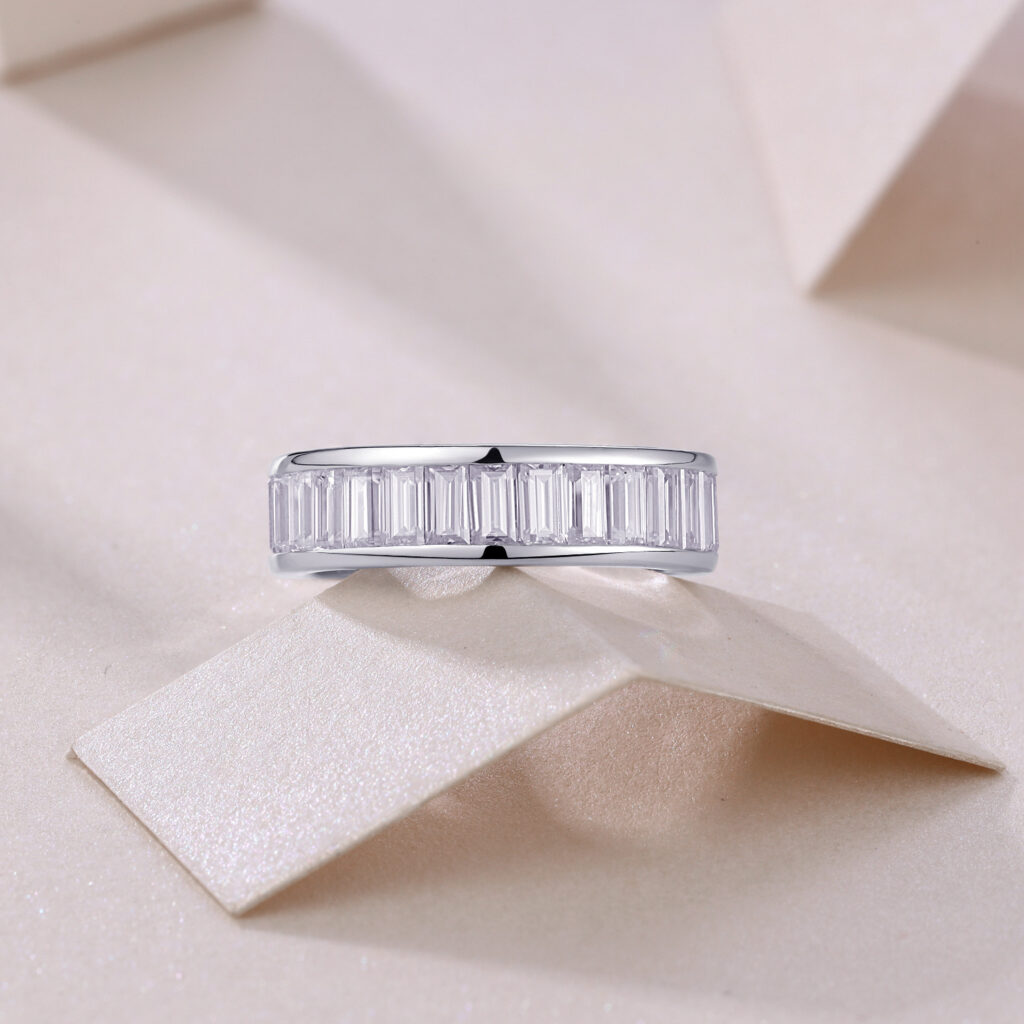 S925 Silver Rhythm Heart Melody Ring Moissanite Closed Full Ring Cross-border Temu Hot Sale New Source Wholesale