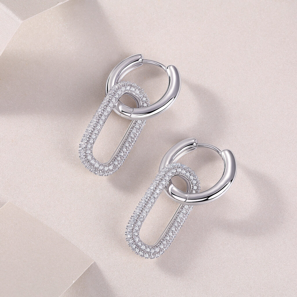 Cross-border S925 Silver Earrings Moissanite New Hoop Temu Amazon Hot Selling Earrings In Stock Wholesale