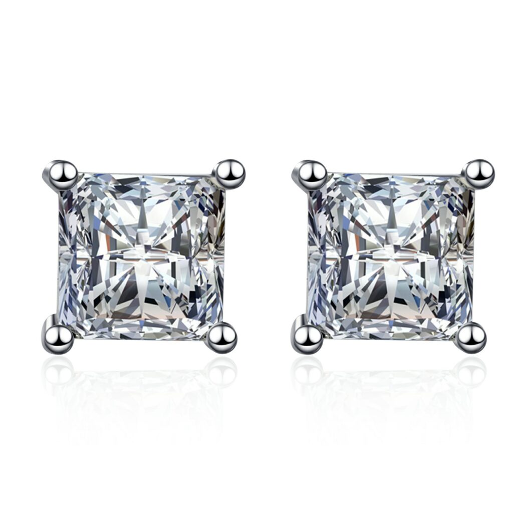 XDY one-piece drop shipping Irregular S925 silver stud earrings for women with square Moissanite diamond imitation diamond jewelry