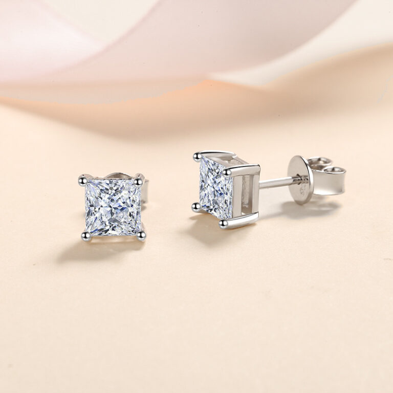 XDY one-piece drop shipping Irregular S925 silver stud earrings for women with square Moissanite diamond imitation diamond jewelry