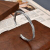 【Wicker Texture Twisted Bangle】S925 Sterling Silver Personalized Men's Punk Retro Eternal Vine Open Bracelet