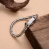 S925 Silver Handmade Woven Sterling Silver Bracelet Retro Domineering Chunky Men's Personalized Dragon Bone Lettering Thai Silver Bracelet