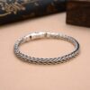 S925 Silver Handmade Woven Sterling Silver Bracelet Retro Domineering Chunky Men's Personalized Dragon Bone Lettering Thai Silver Bracelet