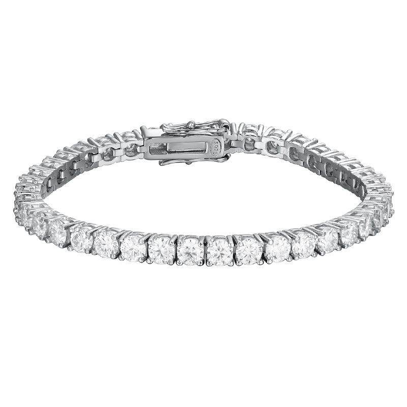 30pt Moissanite Bracelet for Couples, S925 Sterling Silver, Full Diamond, Minimalist, Trendy, Ins Style, Niche Design