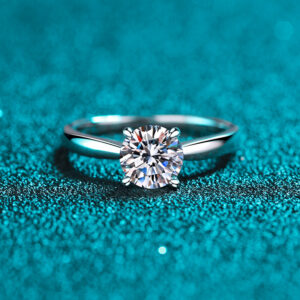 S925 sterling silver ring for women Moissanite ring Douyin same style sterling silver plated pt950 classic four-prong direct supply from manufacturer